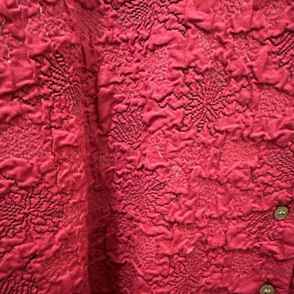 2/$30 J Jill Stretch Embroidered Button Up Thick Shirt Shacket L Red Stretch - Picture 8 of 12